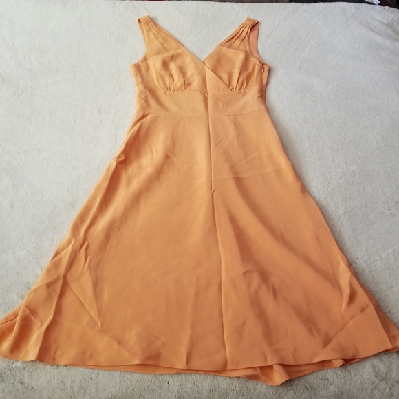 J CREW Sophia 100% Silk Tricotine Dress Size 4 Petite - Peach Orange - Picture 5 of 13
